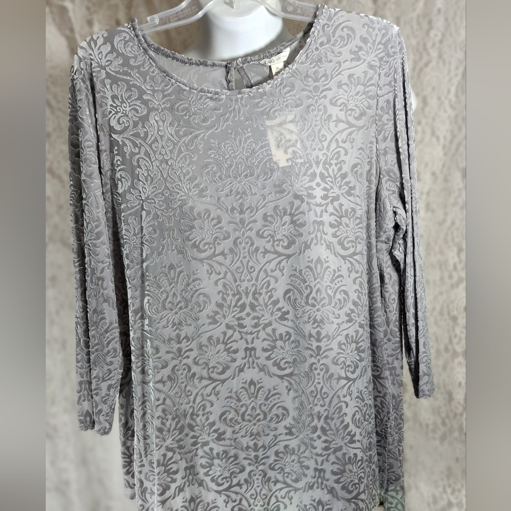 Elegant Gray Patterned Women's Top